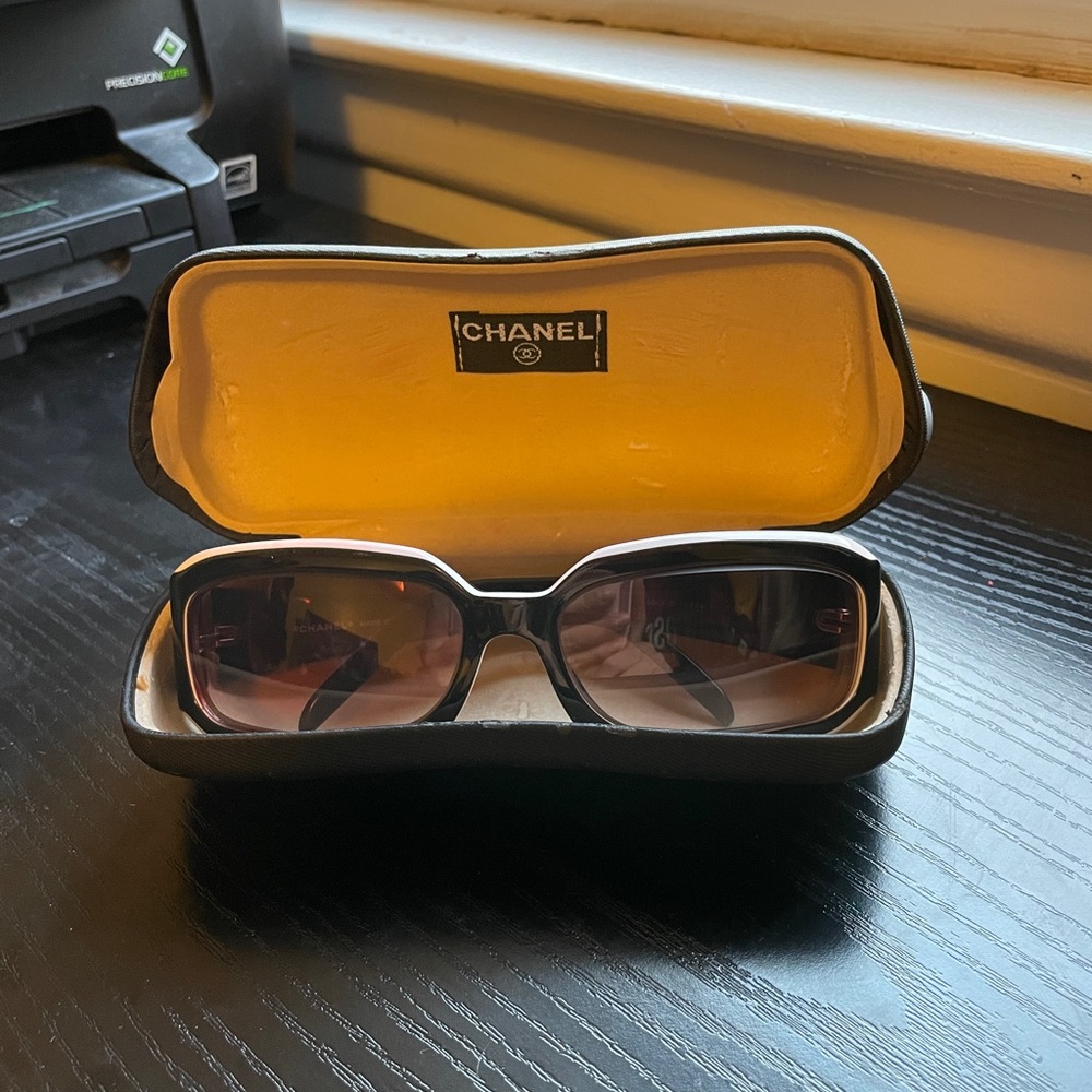 COPY - Chanel vintage Rx lens sunglasses black rhinestones CC